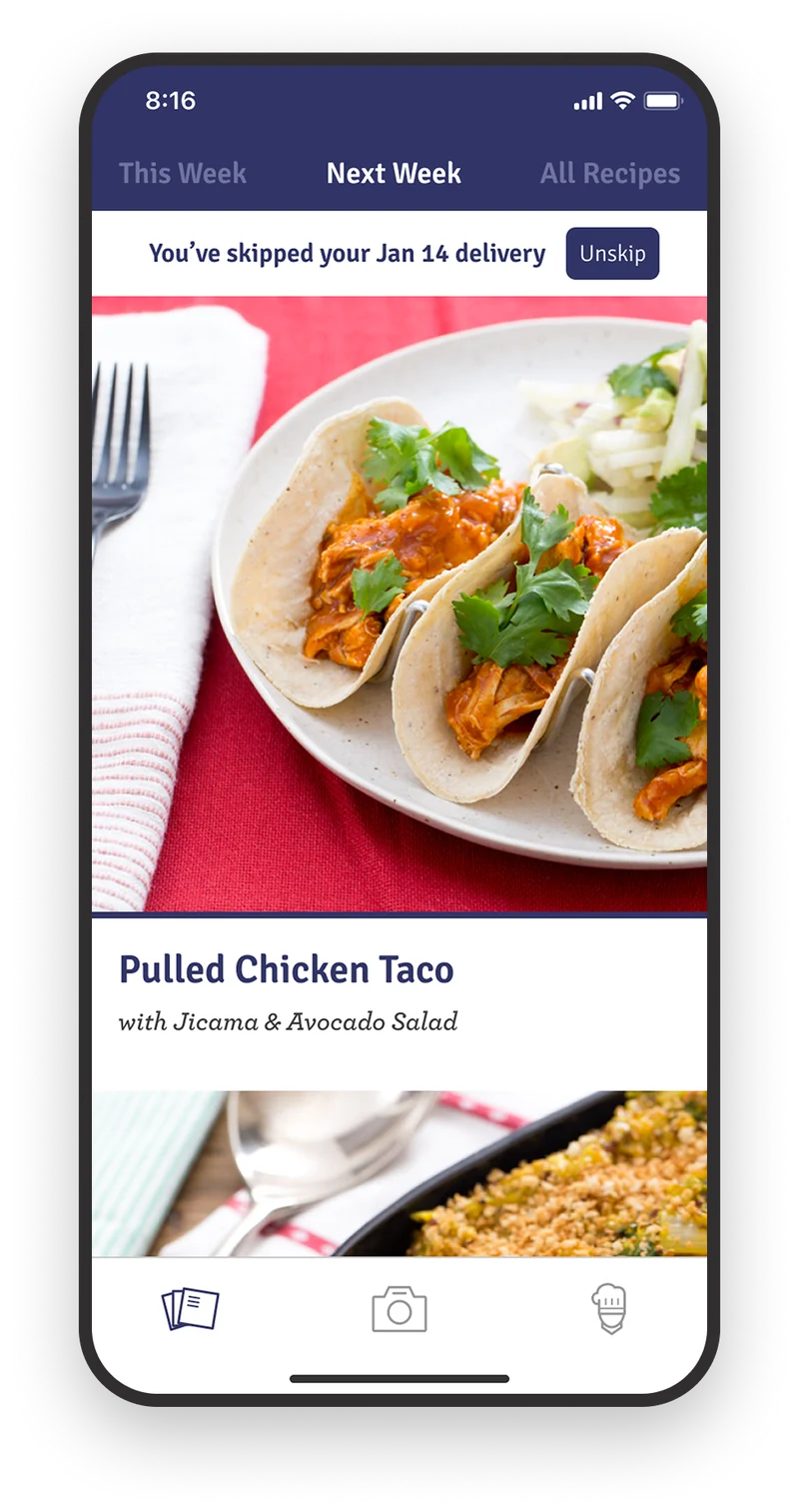 Blue Apron app — this week's recipes