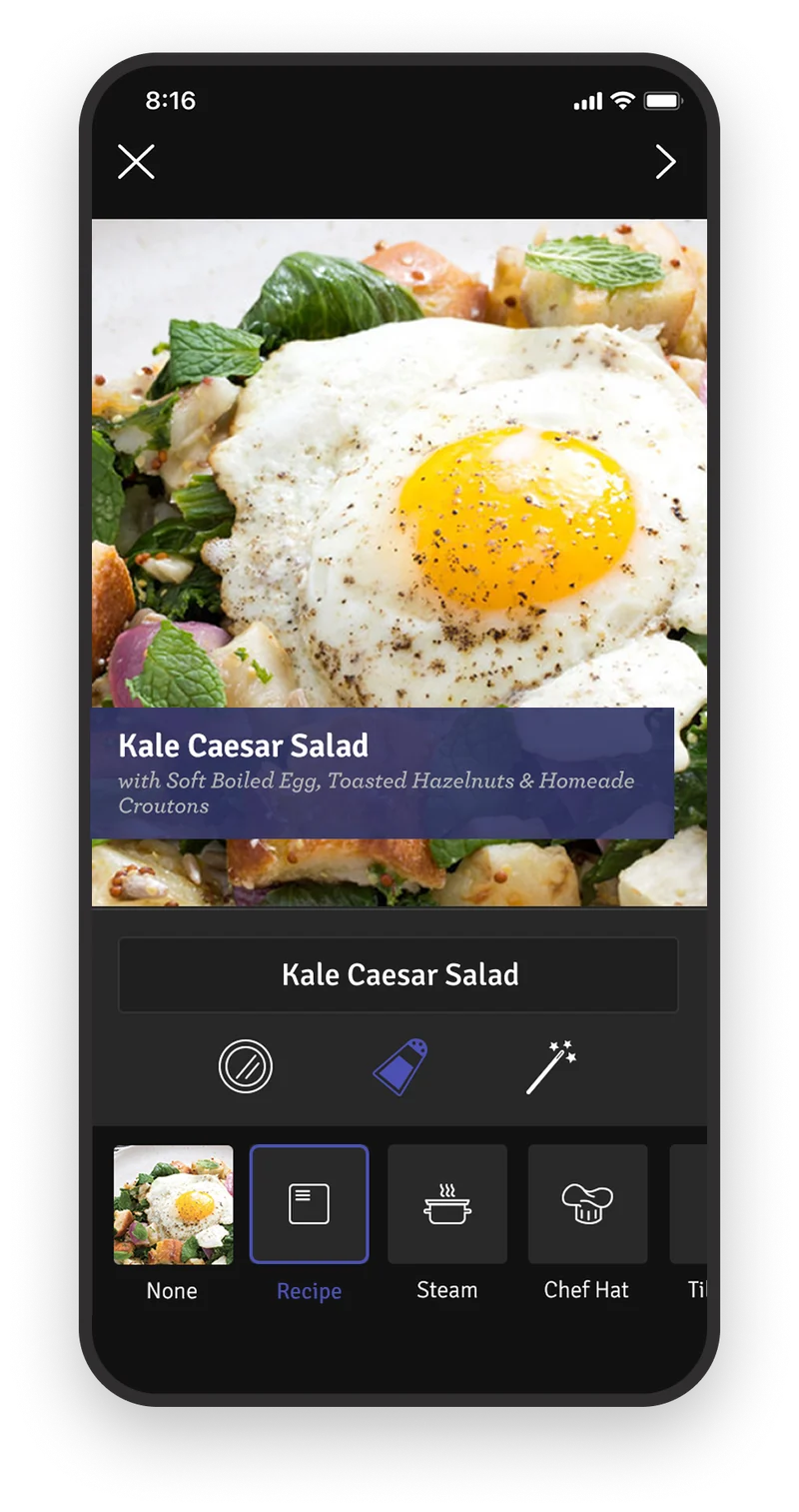 Tagging a photo with the recipe name from recent deliveries