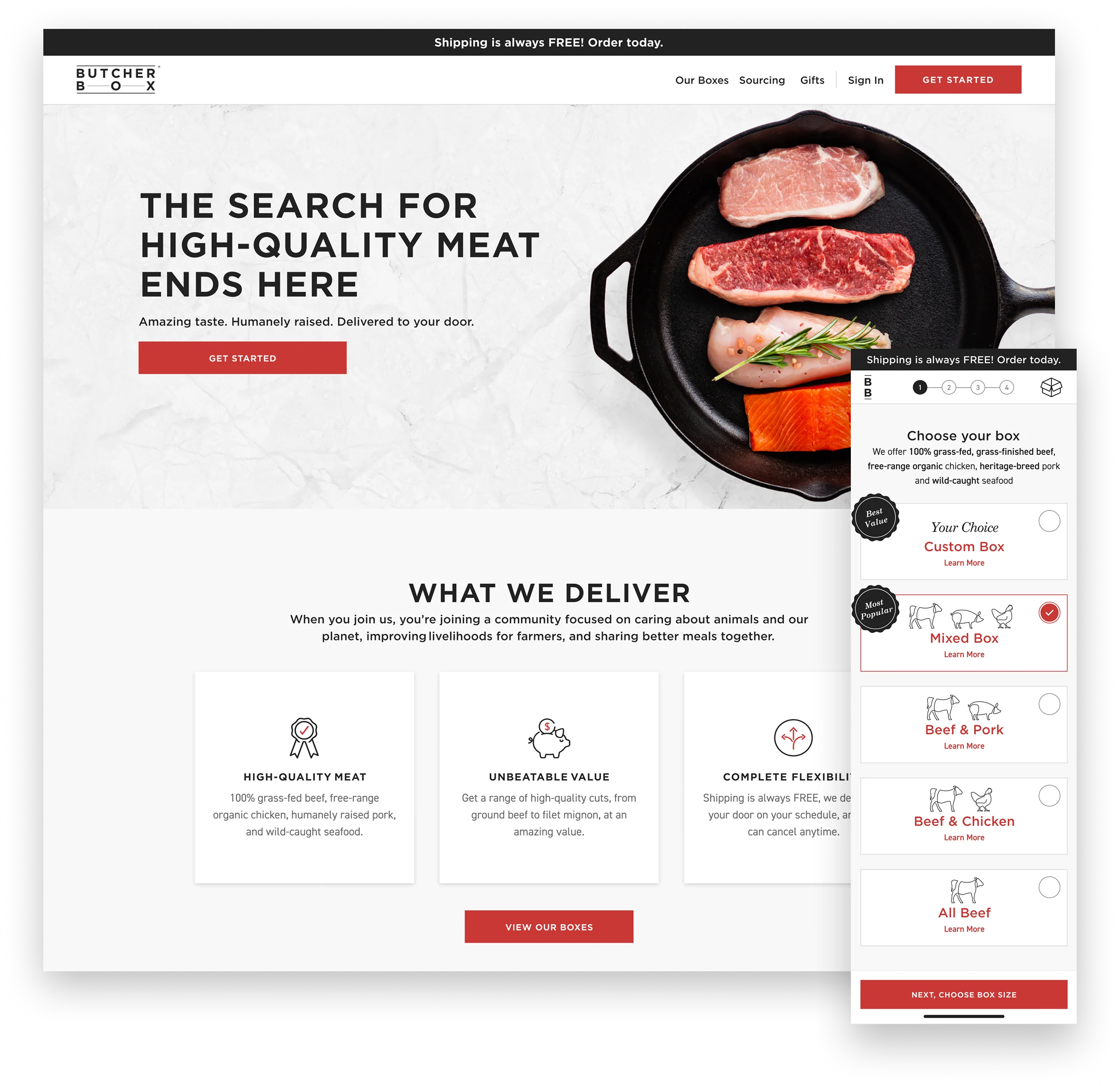 ButcherBox homepage and onboarding redesign