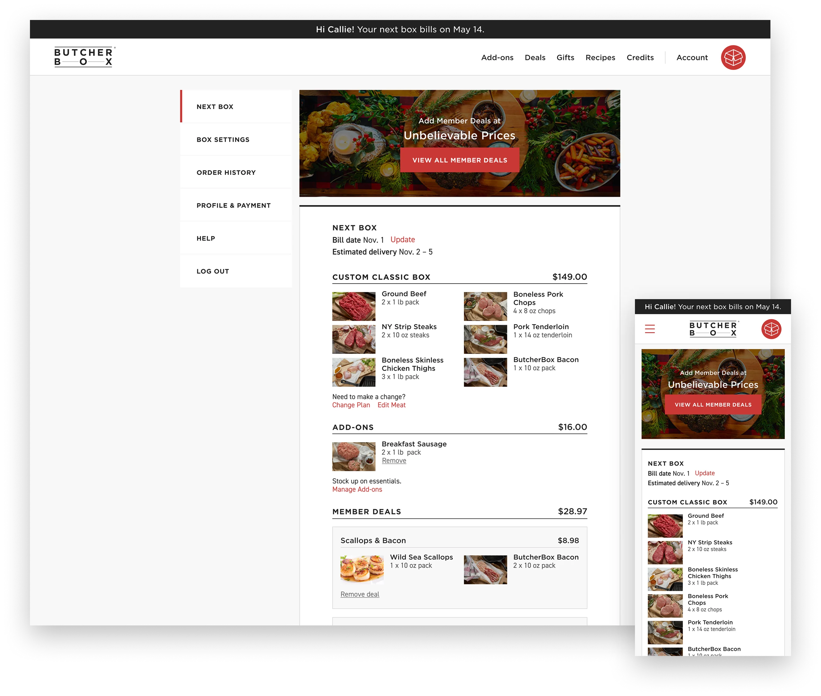 ButcherBox subscription management