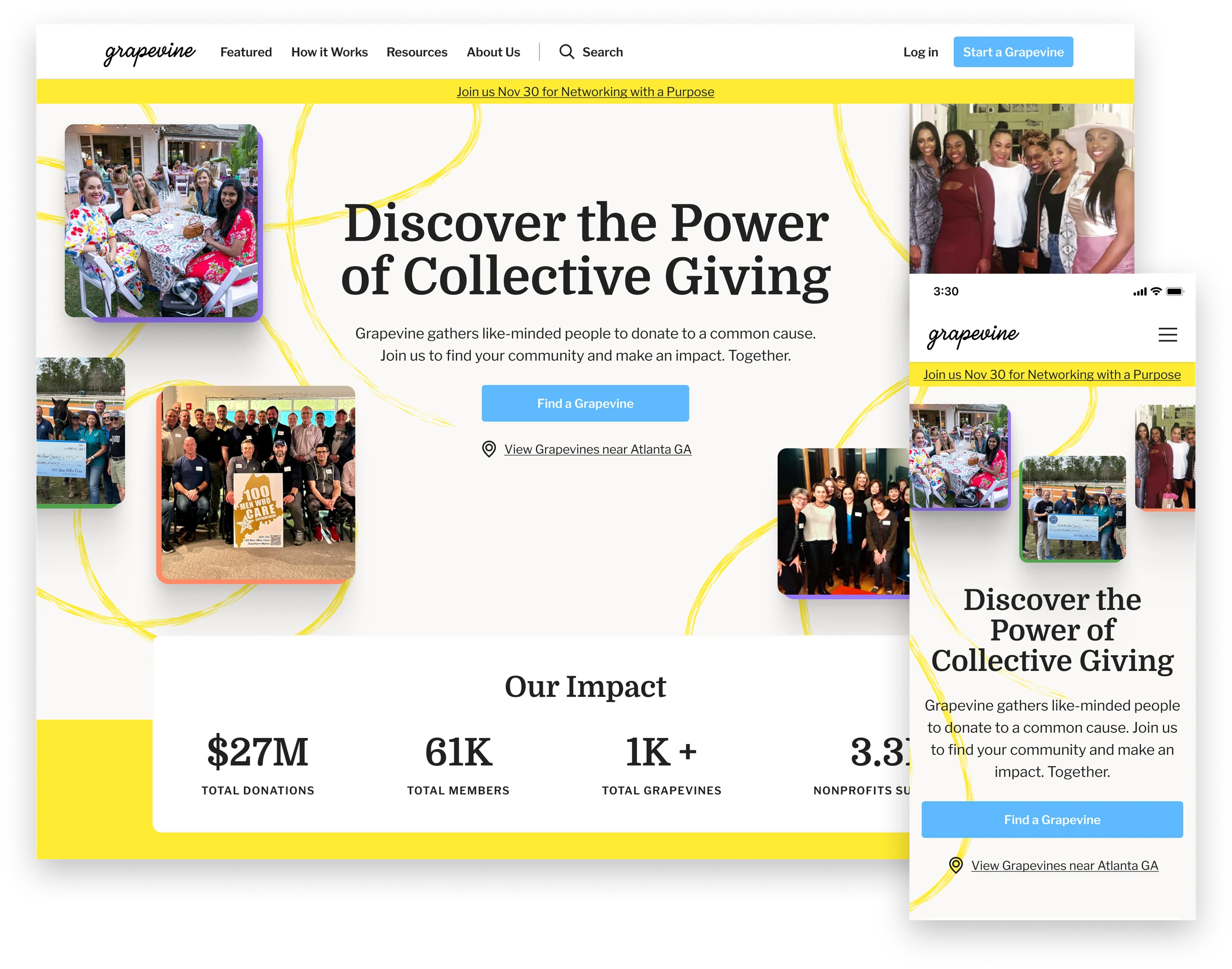 Grapevine platform homepage redesign