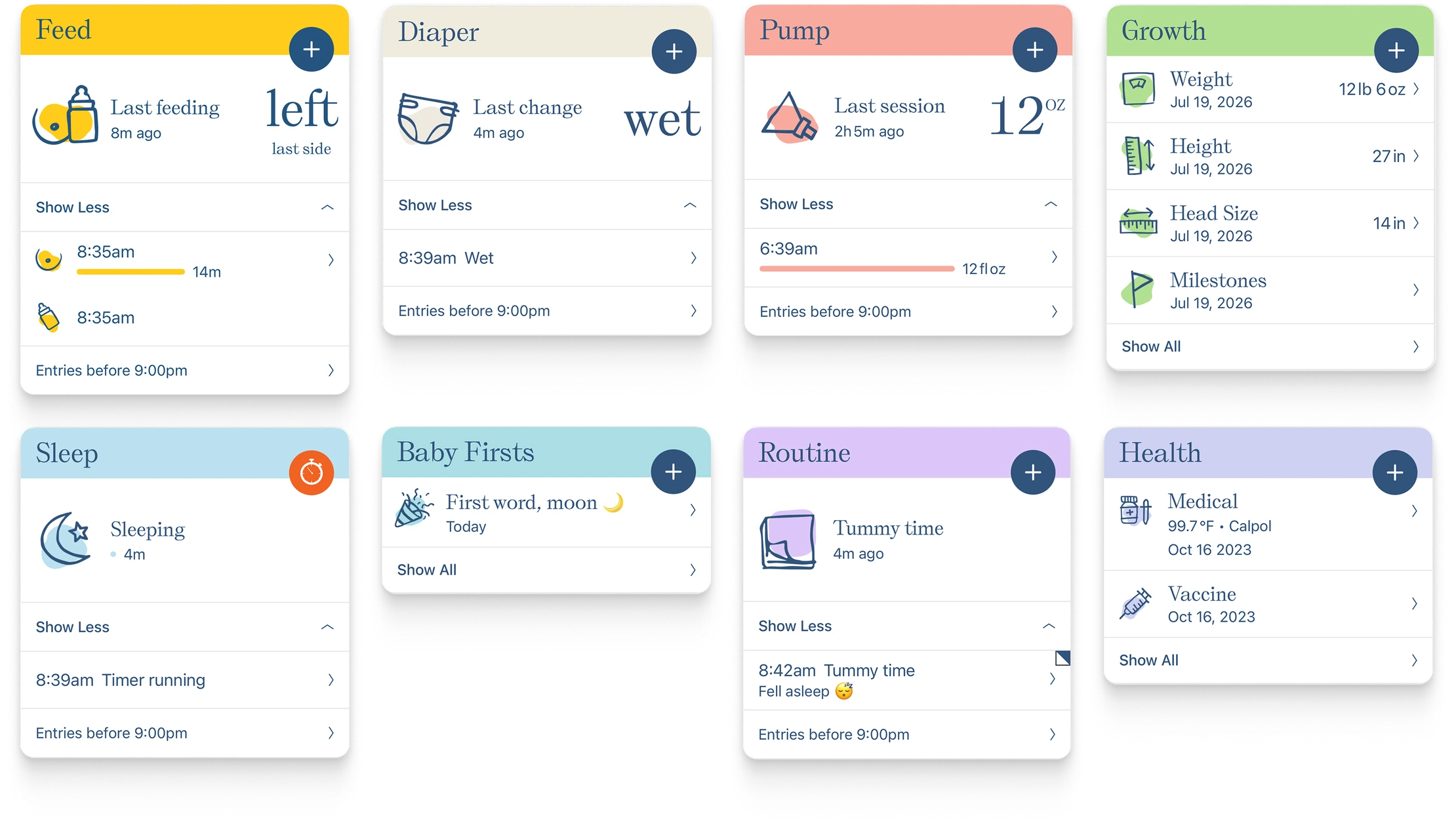 Nara home screen of activity cards